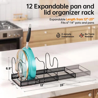 Metal Rectangle Countertop / Cabinet Pot Rack | Wayfair North America