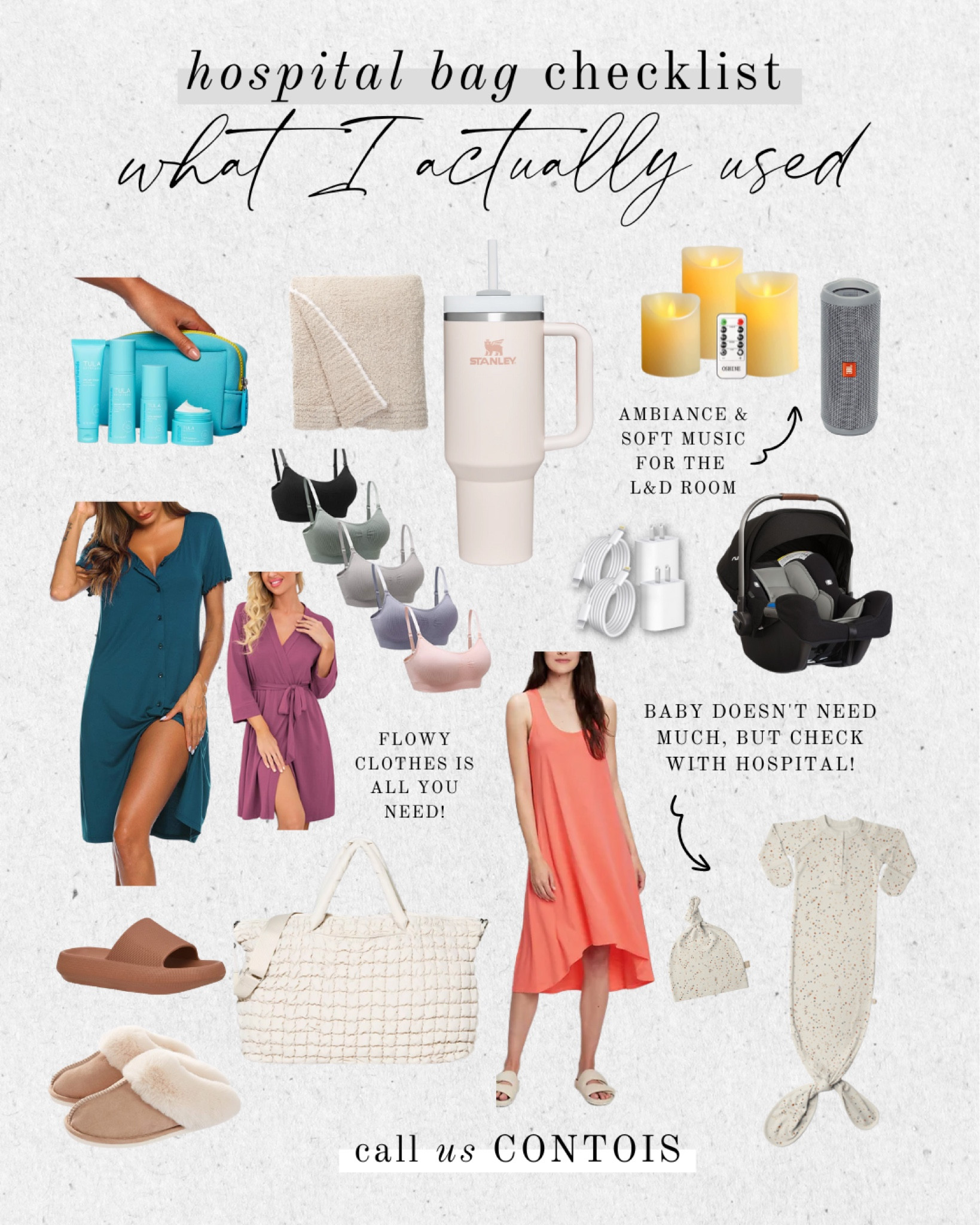 Pregnancy hospital bag checklist! Here’s the items I actually used before after and during labor at the hospital. 👶🏼

| maternity clothes, postpartum clothes, pregnancy, mama to be, new mom, pregnant, baby on the way | 

#LTKitbag #LTKbump #LTKbaby