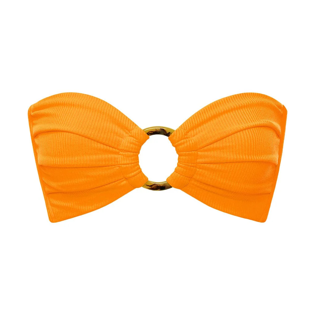 Melon Micro Rib Tori Bandeau Bikini Top | Montce