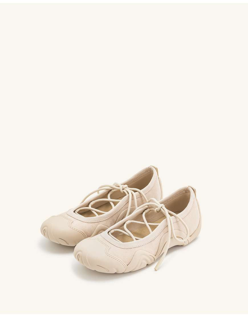 JW PEI Caitlin lace up ballet flats in beige-Neutral | ASOS (Global)