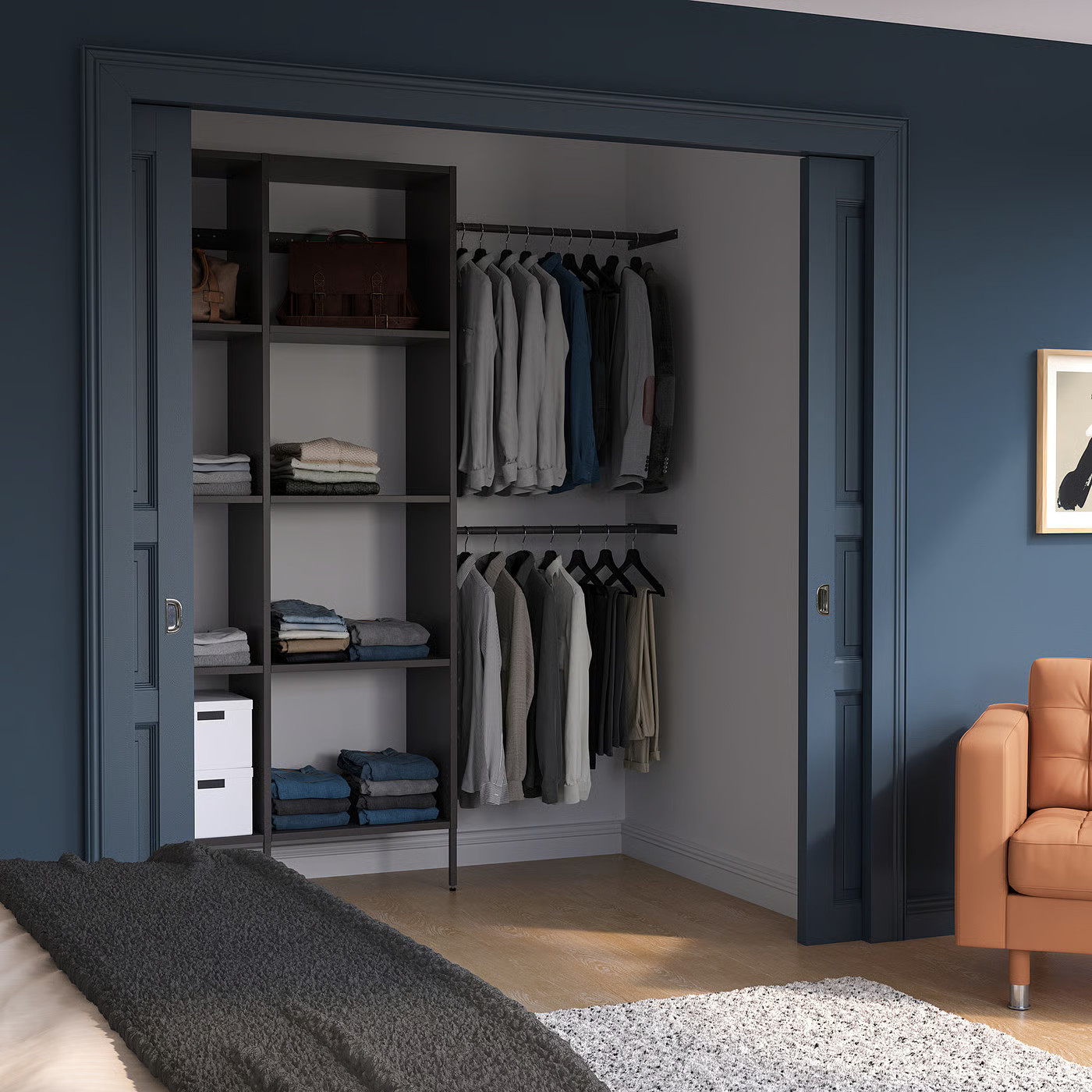 IKEA AURDAL wardrobe combination, dark gray, 70 5/8-83 5/8x15 3/4x87 | IKEA US