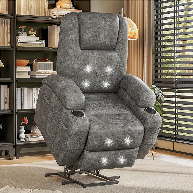 Electric Power Lift Recliner Chair with Massage for Elderly Corduroy Fabric Recliner Single Sofa ... | Amazon (US)
