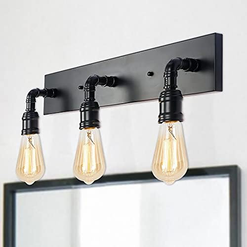 PUUPA 3 Lights Bathroom Vanity Light Fixture, Industrial Metal Water Pipe Wall Sconces for Bedroom D | Amazon (US)