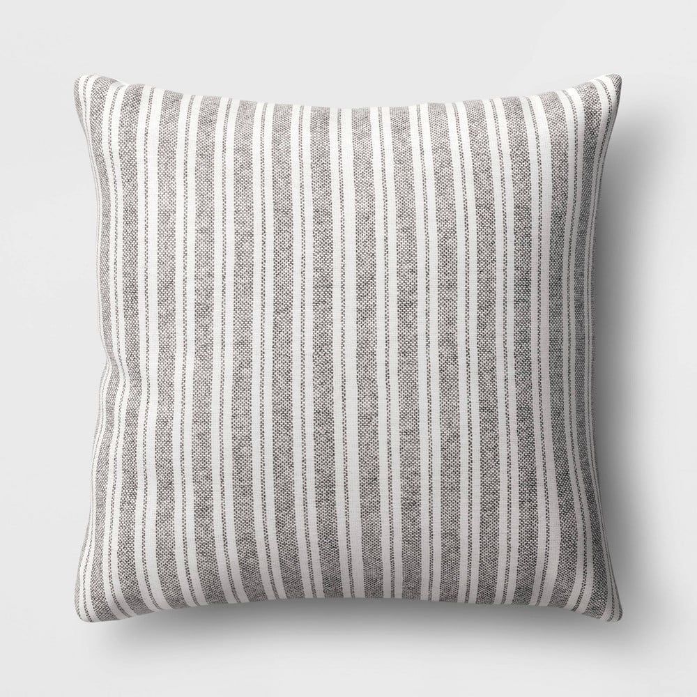 Oversized Striped Square Throw Pillow Black/Cream - Threshold | Walmart (US)