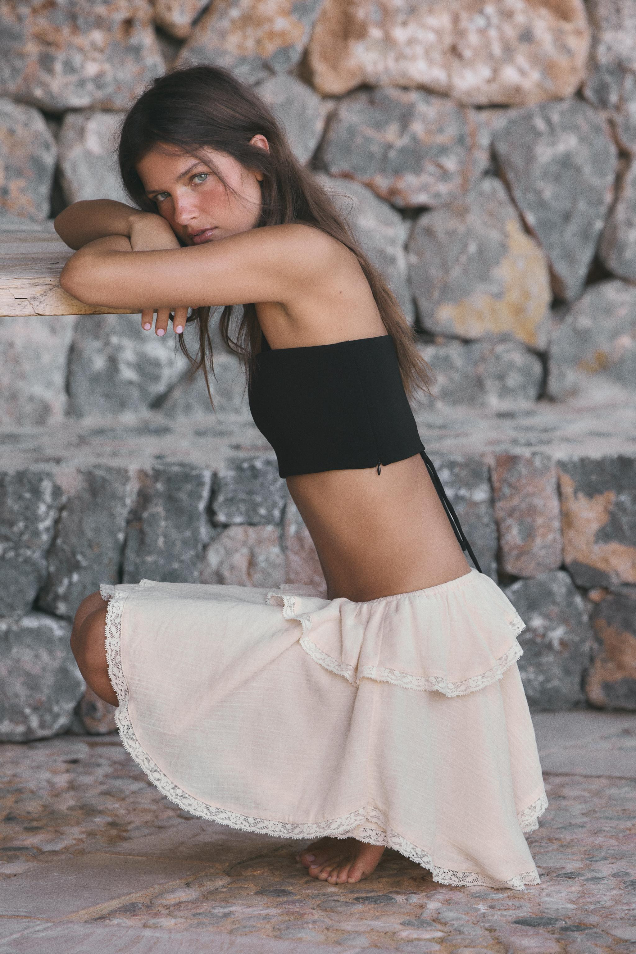 MINI JUPE VOLANTS DENTELLE | Zara FR
