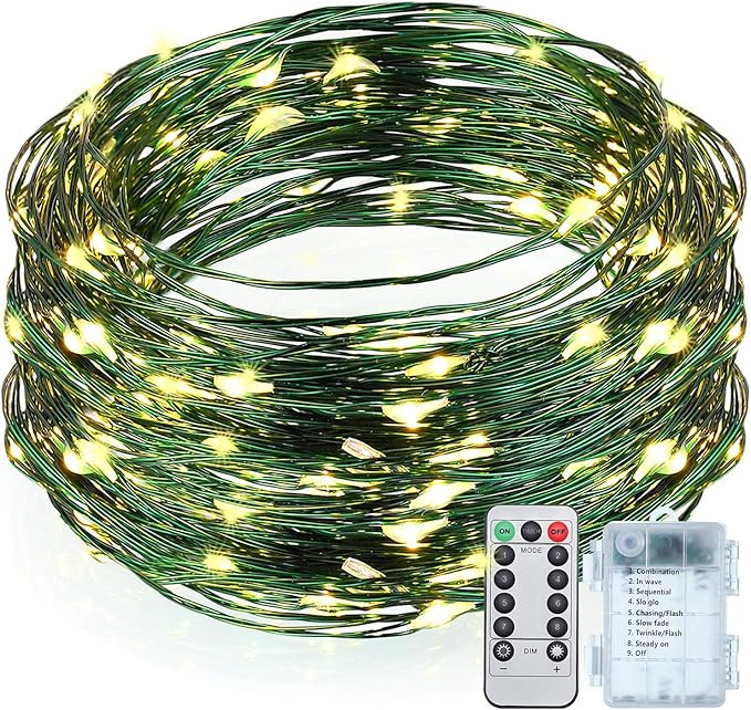 Battery Operated String Lights, Outdoor String Lights, 33ft/ 10 m 100 LED Waterproof Starry Fairy... | Amazon (US)