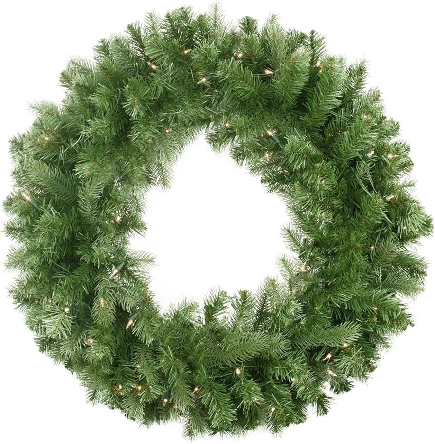 Northlight Pre-Lit Noble Fir Artificial Christmas Wreath - 30-Inch, Clear Lights | Amazon (US)