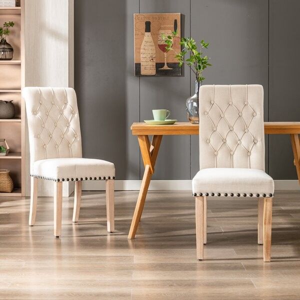 Tufted Linen Wing Back Parsons Chair (Set of 2) | Wayfair North America