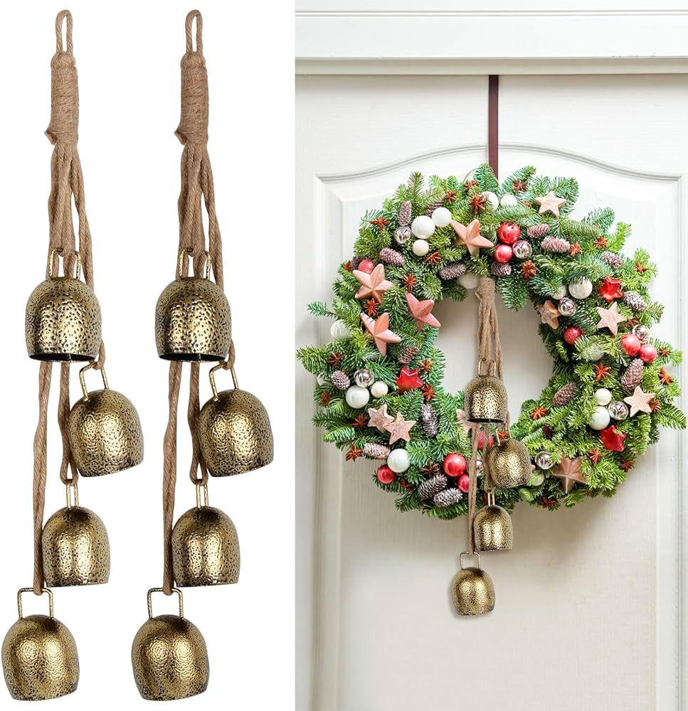 SIX FOXES 2PCS Cow Bell,Bells Ornament 2023,Christmas Bells for Decoration,Decorative Bells,Metal... | Amazon (US)