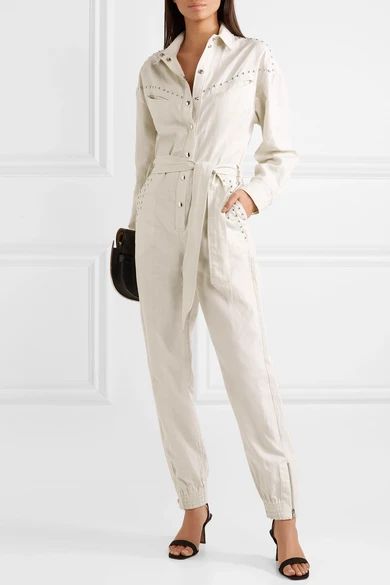 Belted embellished linen and cotton-blend jumpsuit | NET-A-PORTER (UK & EU)