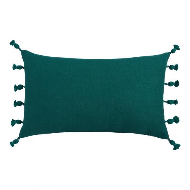 Woven Tasseled Indoor Outdoor Lumbar Pillow | World Market