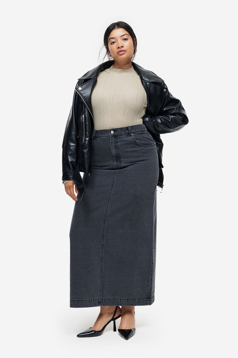 Long Denim Skirt - Dark gray - Ladies | H&M US | H&M (US + CA)