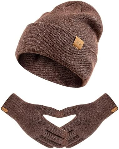 Womens Beanie Winter Hat Touchscreen Gloves Set Fleece Lined Skull Caps for Women Men | Amazon (US)