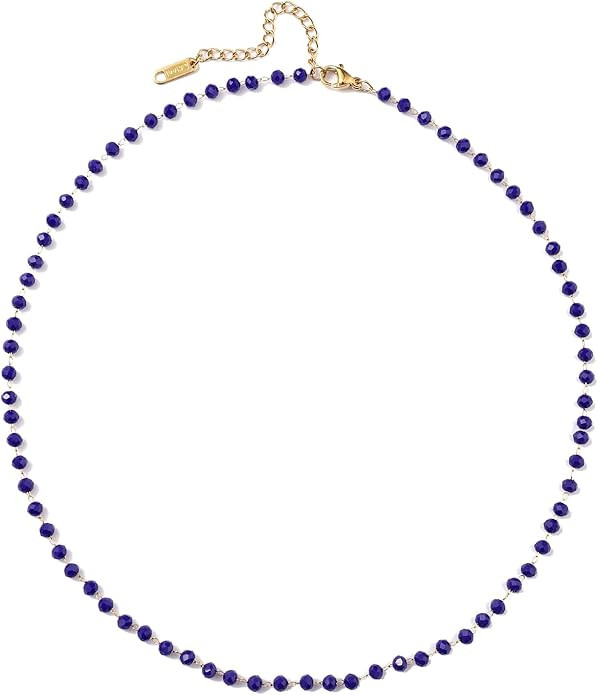 Beaded Choker Necklaces for Women 18k Gold Plated Dainty Gold Choker Necklaces for Women | Amazon (US)