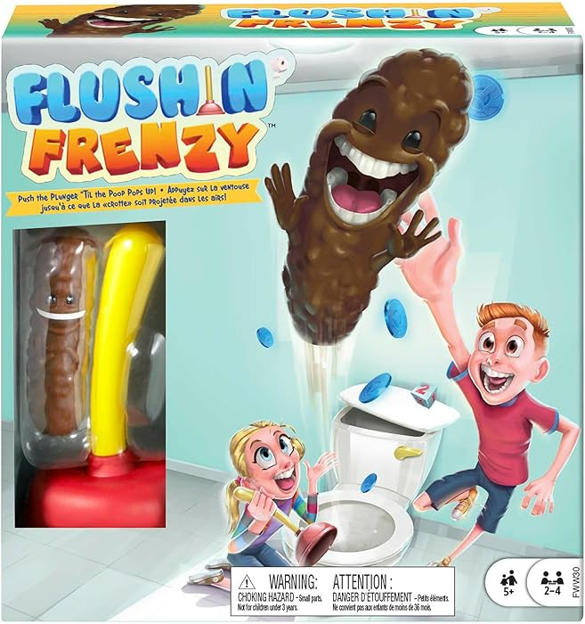 Mattel Games Flushin' Frenzy Kids Game, Family Game with Toilet & Plunger, Grab the Flying Poop f... | Amazon (US)
