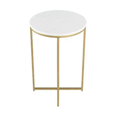 Walker Edison Furniture Company Modern Glam Square Side Table - Faux White Marble/Gold-HDF16ALSTM... | The Home Depot