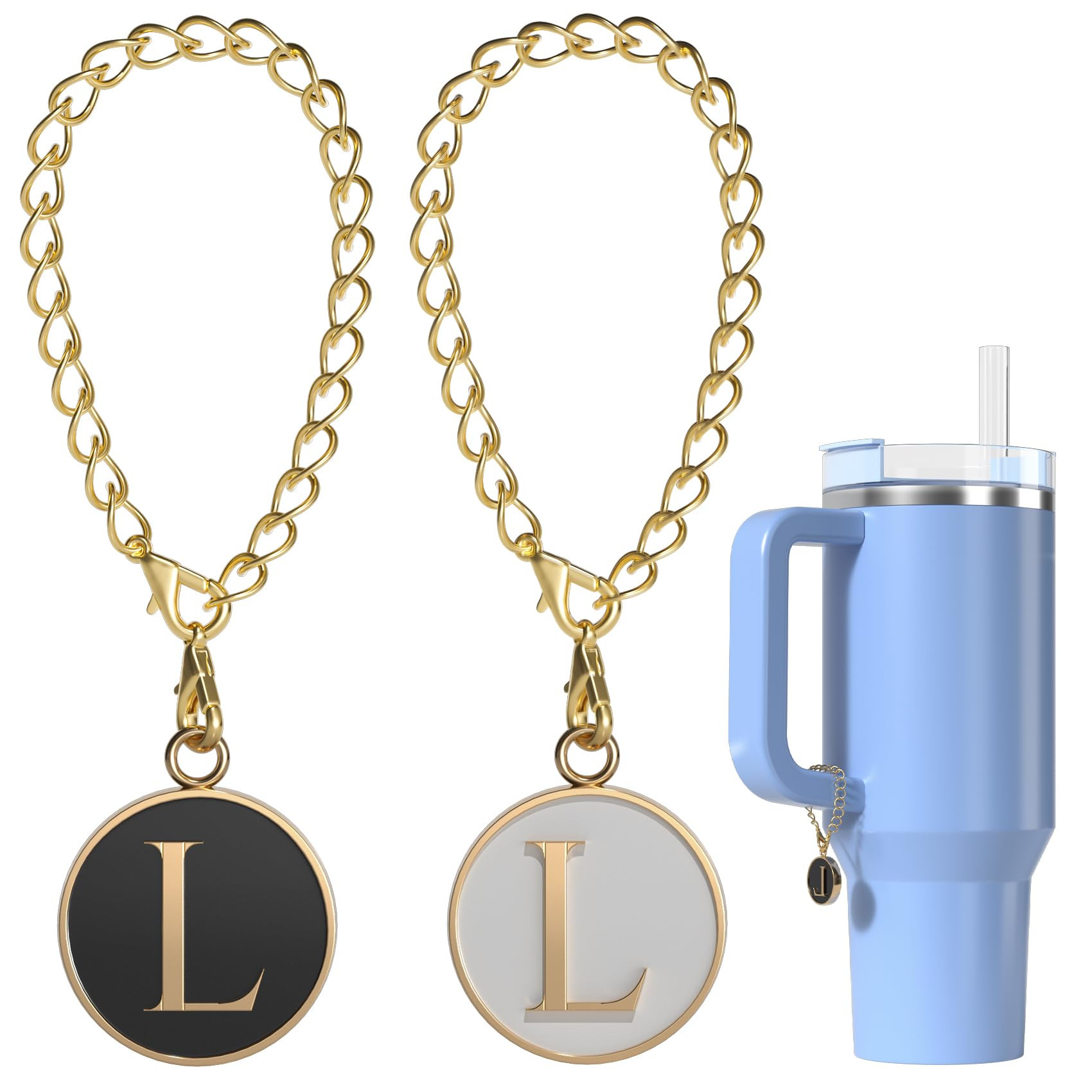 Letter Charm Accessories for Stanley Cup, 2PCS Initial Letter Handle Charm For Stanley Tumbler Cu... | Amazon (US)