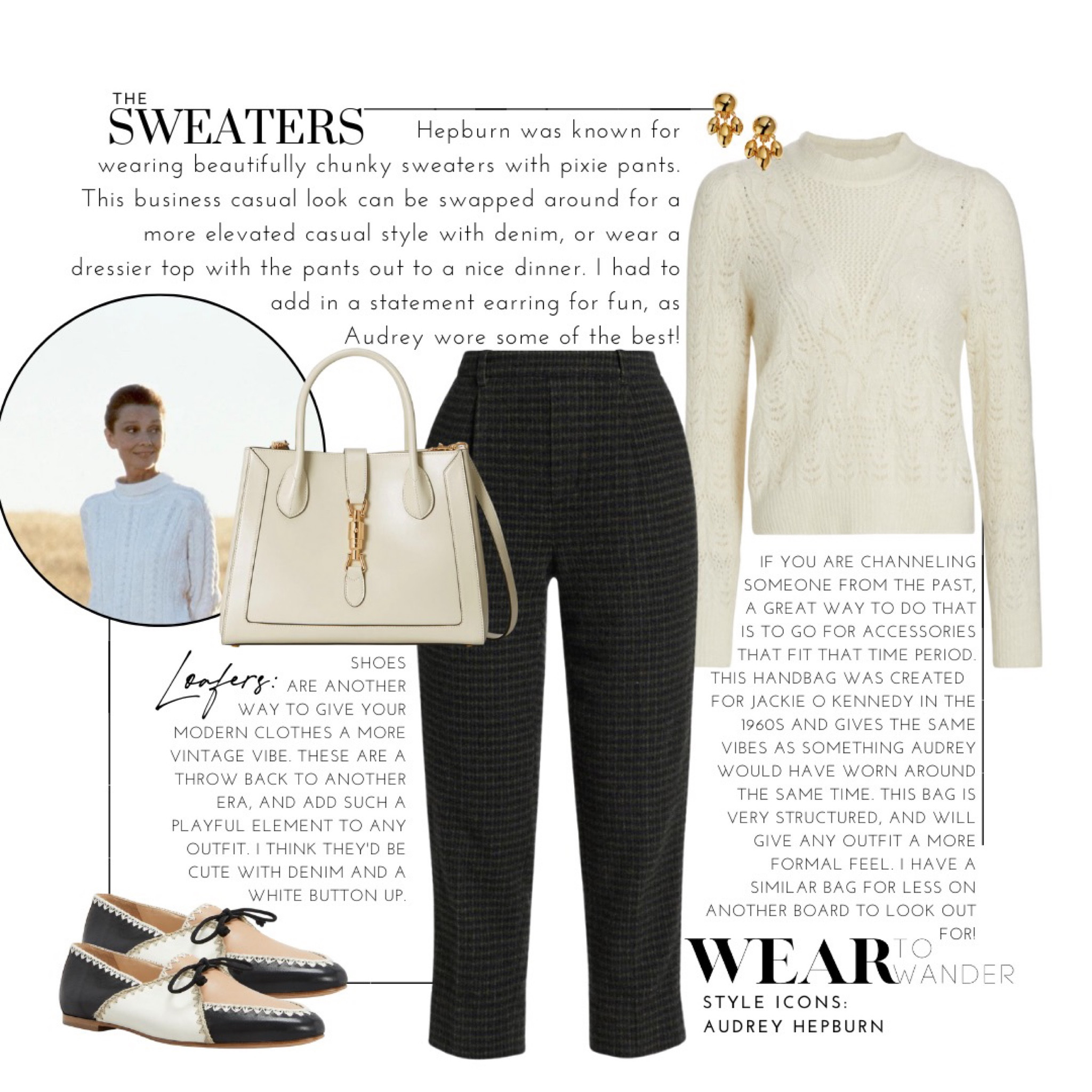 We grew up watching a lot of black and white films at my house, and many of the scenes from those movies still play over in my mind. Outside of books, these films were a portal to other countries and cultures and the idyllic view of each created a narrative in my mind of a world I wanted to explore. There were two women in particular that I loved to watch on screen and they both had the surrname of Hepburn. Tonight’s iconic style focus is on Audrey Hepburn, but a full break down of Katharine Hepburn’s outfits will certainly be coming! 

Both on screen and off, Audrey Hepburn’s style is not only still noteworthy but applicable to our modern times. She was at the beginning of a major shift in fashion, and the choices she made created classic styles that we all wear today. If you look closely, you’ll notice that a few of the pieces from this collection can also be found on other style icons I have covered. It’s a testament that shows classic pieces truly never go out of style. There will be small tweaks and trends, but the essentials of a classic won’t change. Who is your style icon you’d like to see covered next? 

#LTKGiftGuide #LTKSeasonal #LTKHoliday