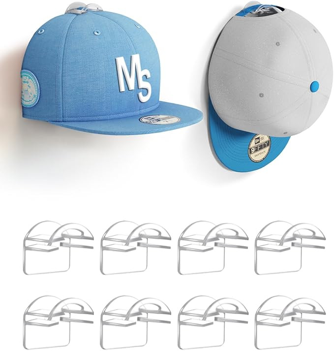 Adhesive Hat Hooks for Wall, Baseball Caps Strong Holdr, Ball Cap Hanger Wall Mount, Hat Display ... | Amazon (US)