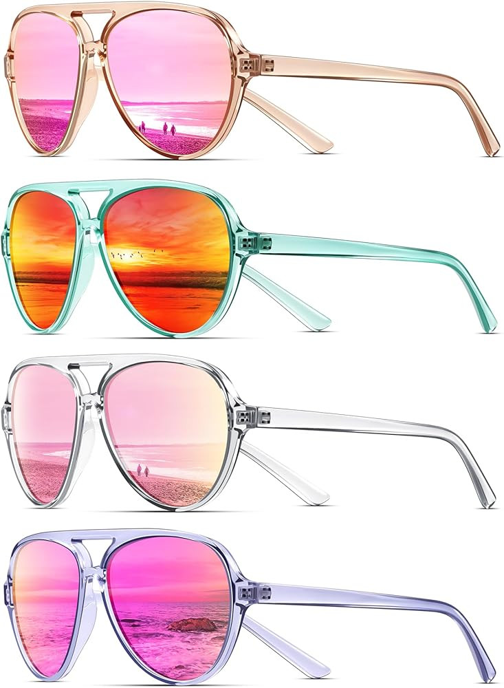 KUGUAOK Polarized Aviator Sunglasses for Women Sporty Style Running Sun Glasses Tangle Free Frame... | Amazon (US)