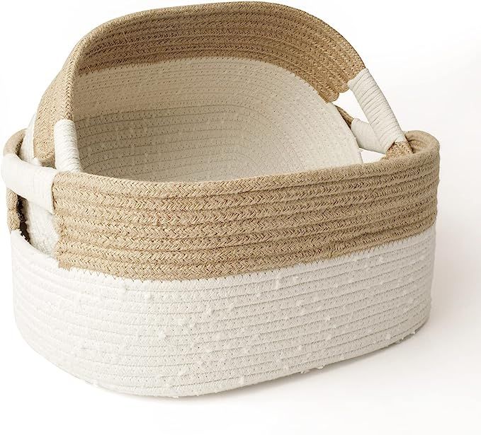 LA JOLIE MUSE Woven Storage Baskets for Organizing, Natural Soft Cotton and Jute Rope Basket Bins... | Amazon (US)