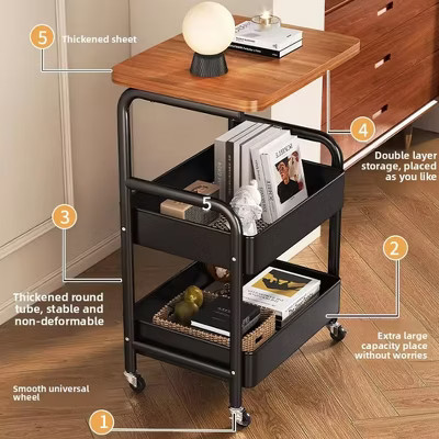 3-Tier Metal Rolling Cart with Wheels, Metal Utility Cart, Storage Cart, Snack Cart, Lockable Wheels, Movable Trolley for Kitchen, Office, Bedroom | Target