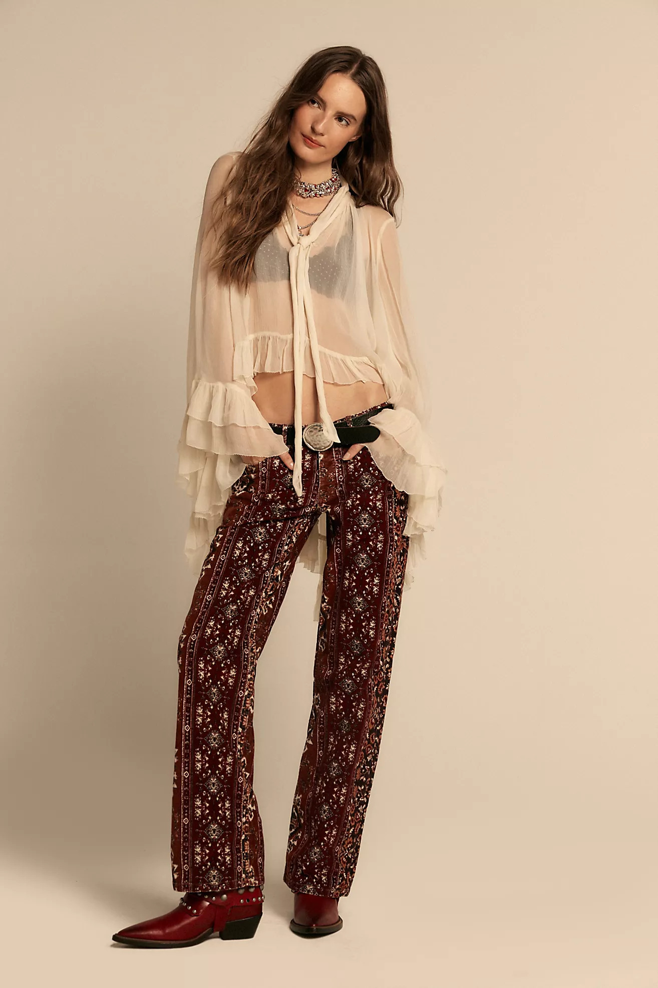 We The Free Tennessee Low-Rise Printed Corduroy Boyfriend Jeans | Free People (Global - UK&FR Excluded)
