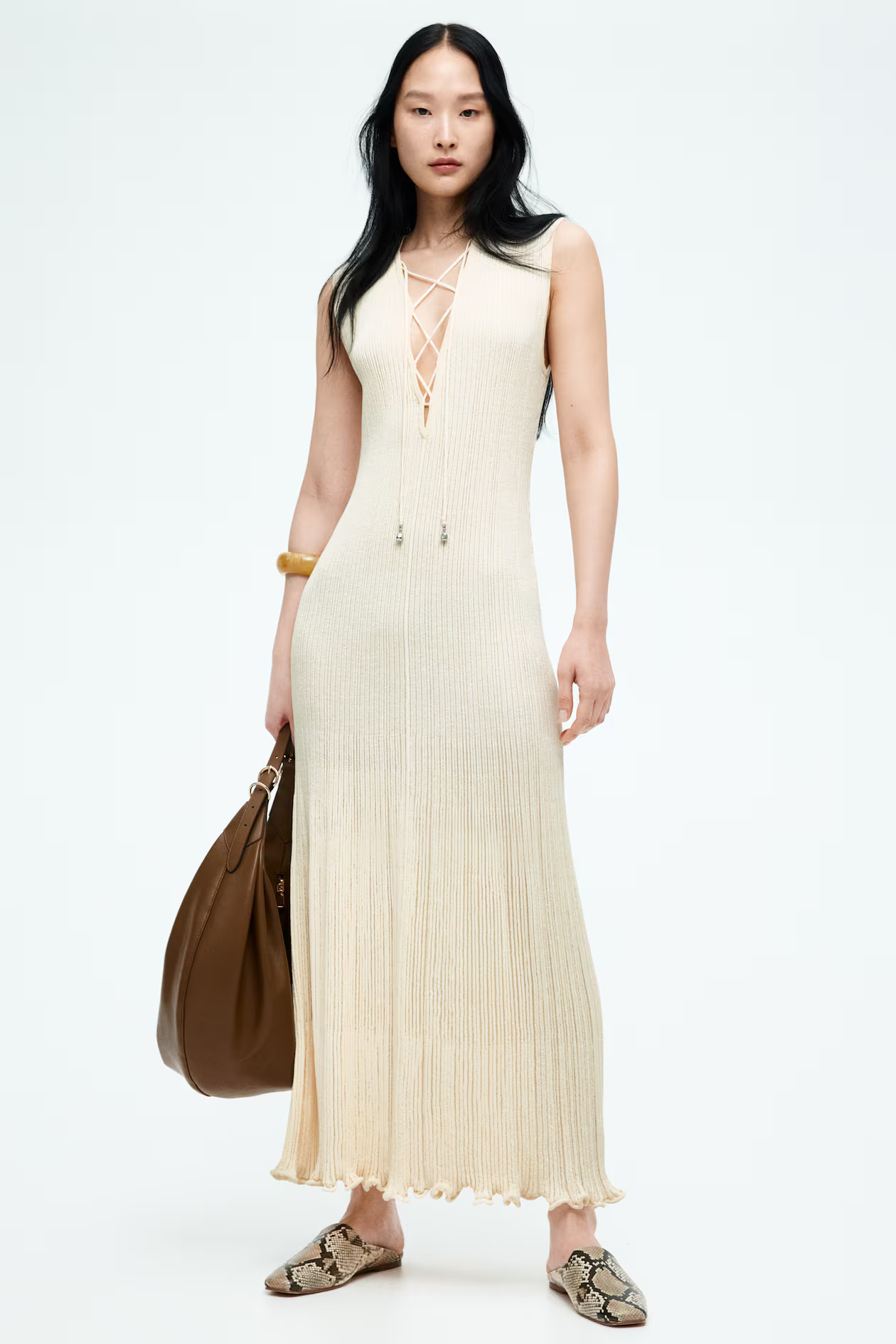 Lacing-detail rib-knit dress | H&M (UK, MY, IN, SG, PH, TW, HK)