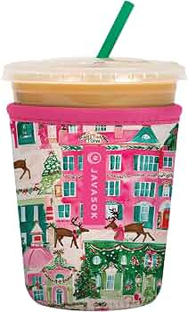 Sok It JavaSok Iced Coffee & Cold Soda Insulated Neoprene Cup Sleeve (Sugarplum Street, Small: 16... | Amazon (US)