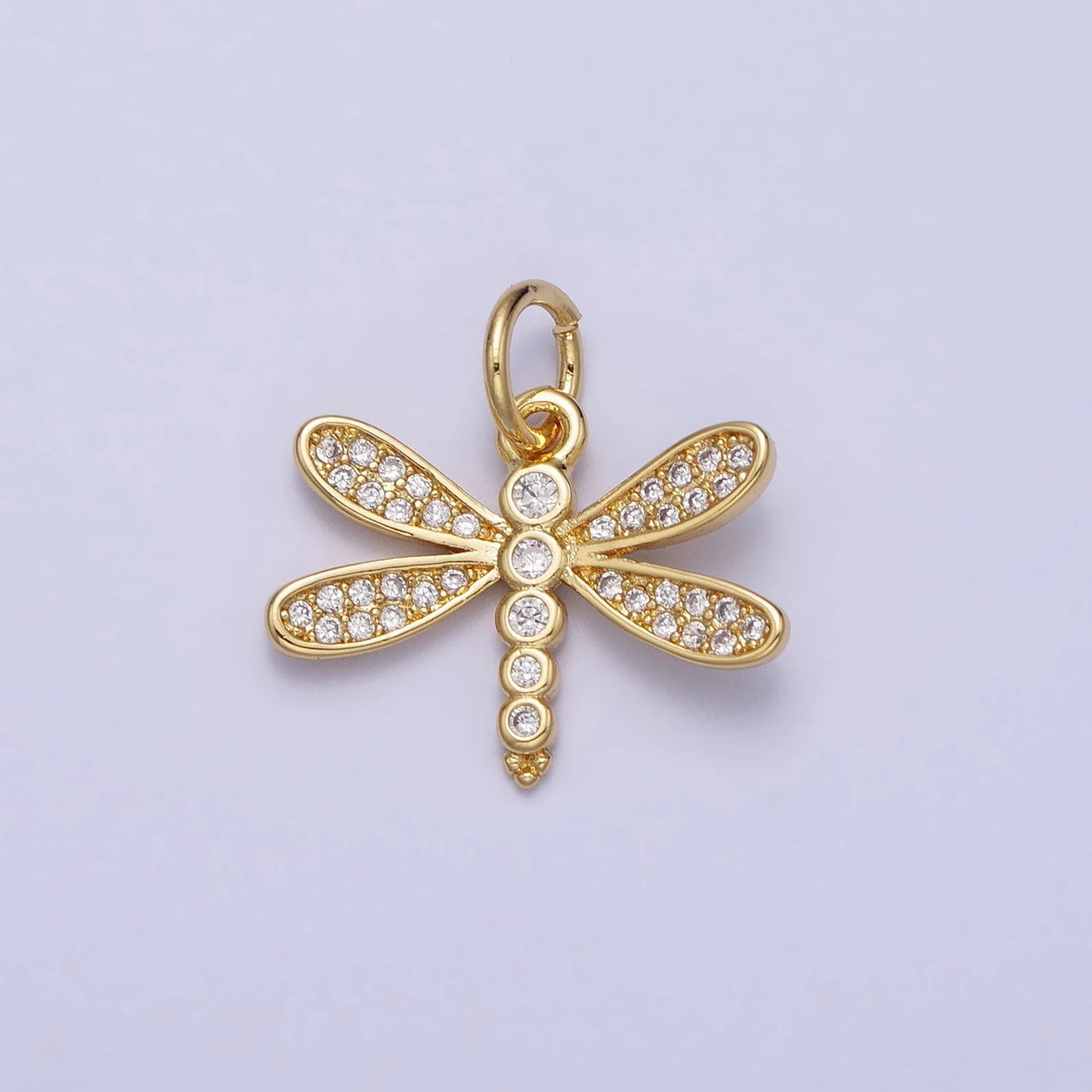 Mini Gold Dragonfly  Charm Minimalist Insect Clear Micro Paved CZ Charm Animal Charm| AC375 | Etsy (US)