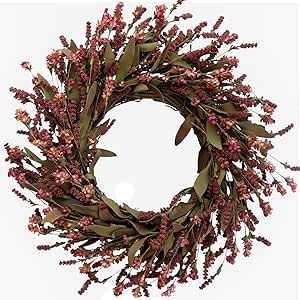 TEMPUS 20" Fall Artificial Burgundy Flower String Wreath Fall Burgundy Harvest Wreath Front Door ... | Amazon (US)