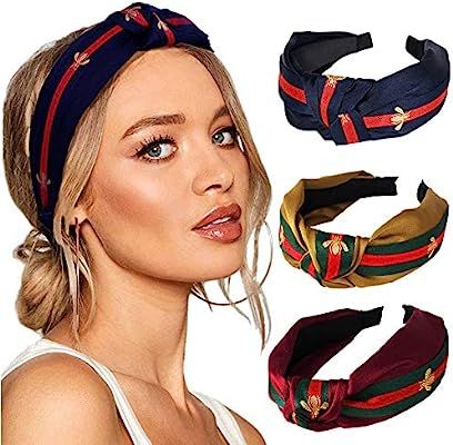 Campsis Fashion Knotted Hair Hoop Wide Striped Headband Twisted with Bee Animal Hairband Flexible... | Amazon (US)