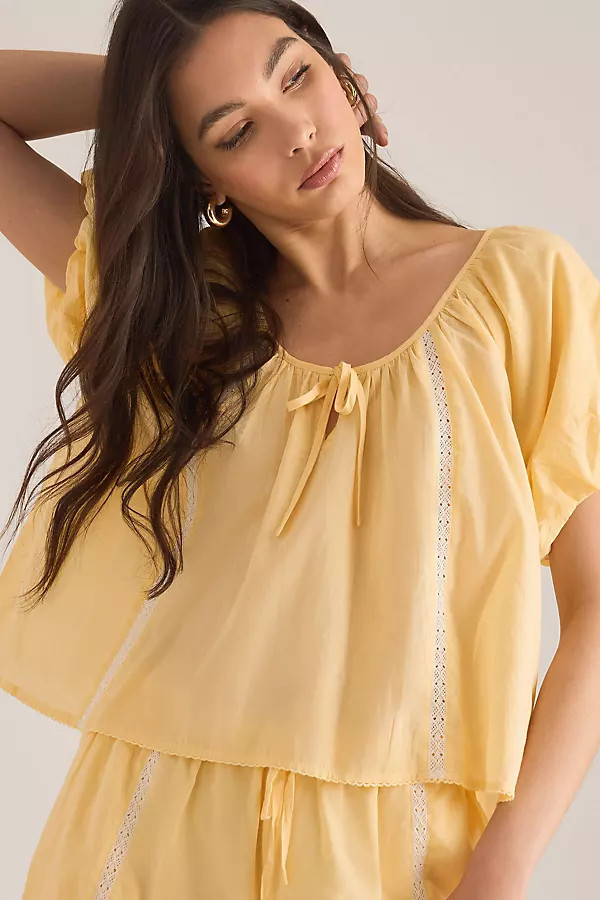 Damson Madder Maura Lace-Trim Pyjama Top | Anthropologie (UK)