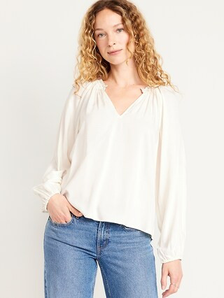 Ruffled Split-Neck Top | Old Navy (US)