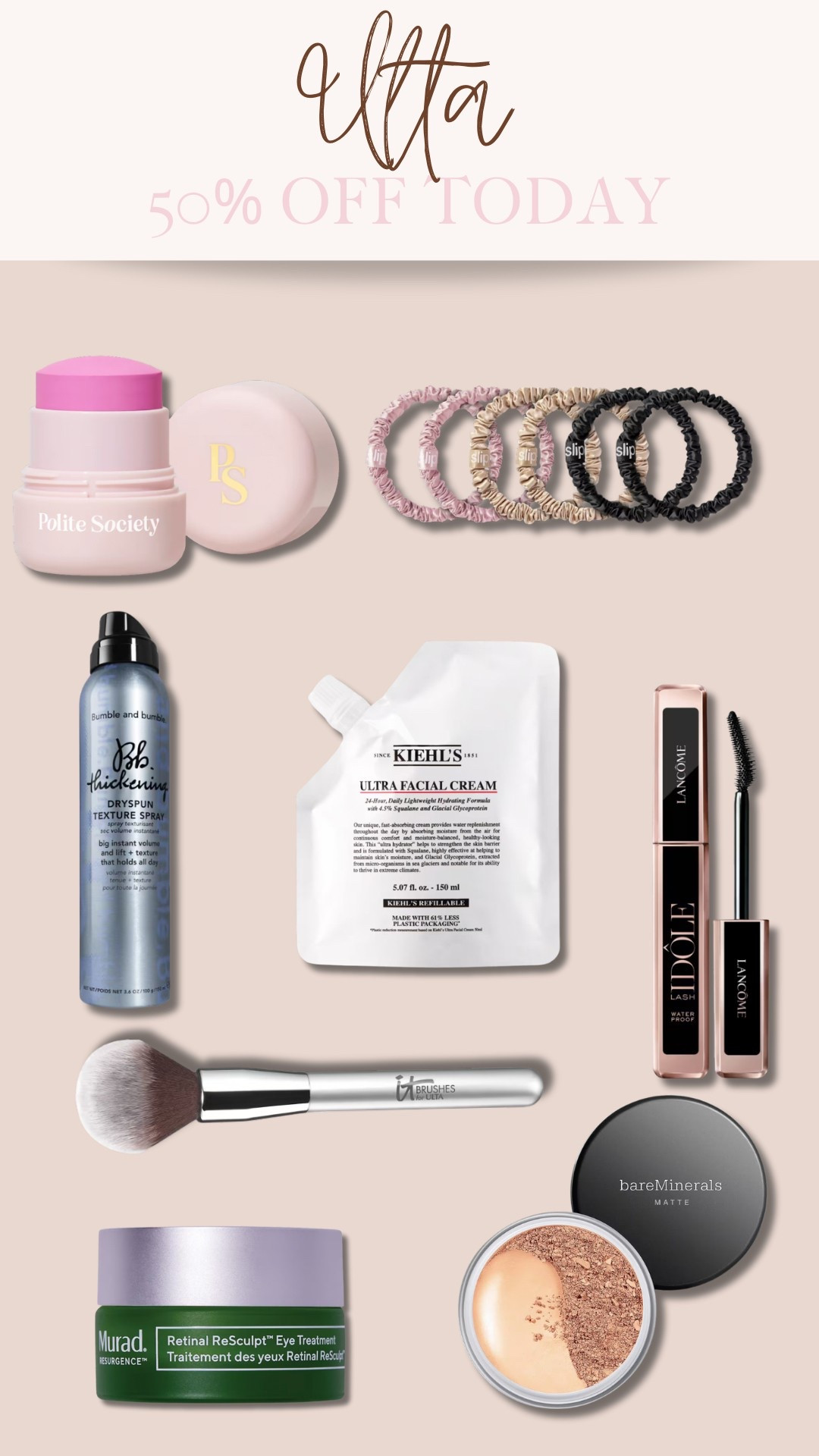 Ulta 50% off 

#LTKSeasonal #LTKFindsUnder100 #LTKBeauty