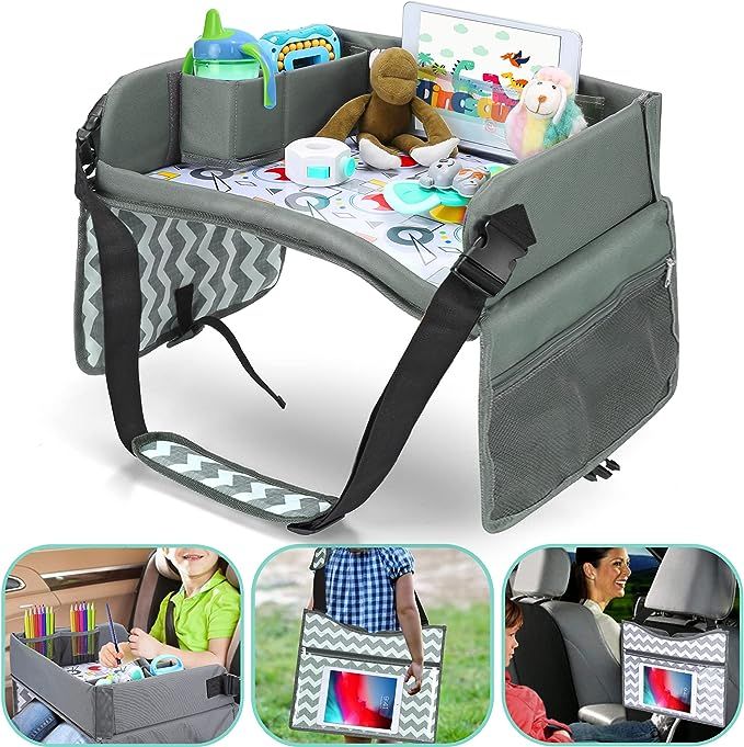 Kids Travel Tray - Car Seat Tray or Table as Road Trip Essentials – Children Kids Lap Desk as T... | Amazon (US)