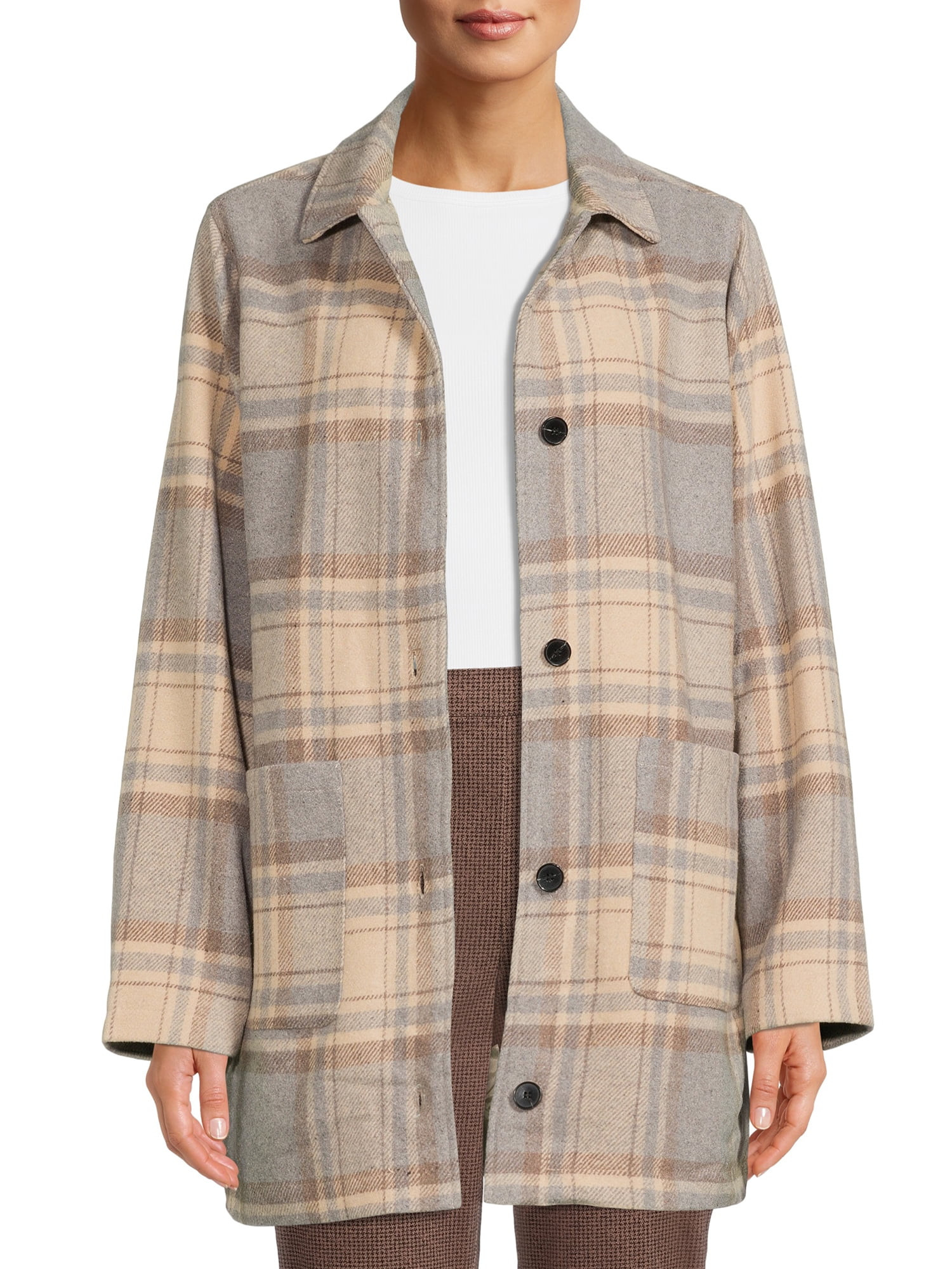 Jason Maxwell Women's Plaid Belted Shirt Jacket | Walmart (US)