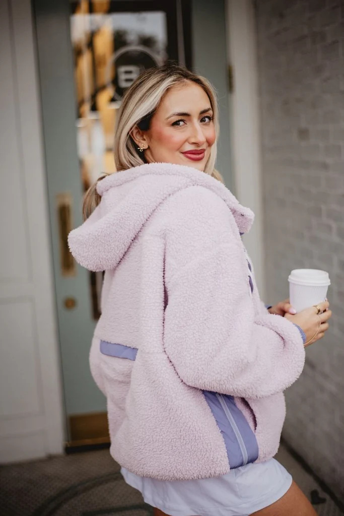 Light Purple Two-Toned Sherpa Fleece Pullover | Katydid