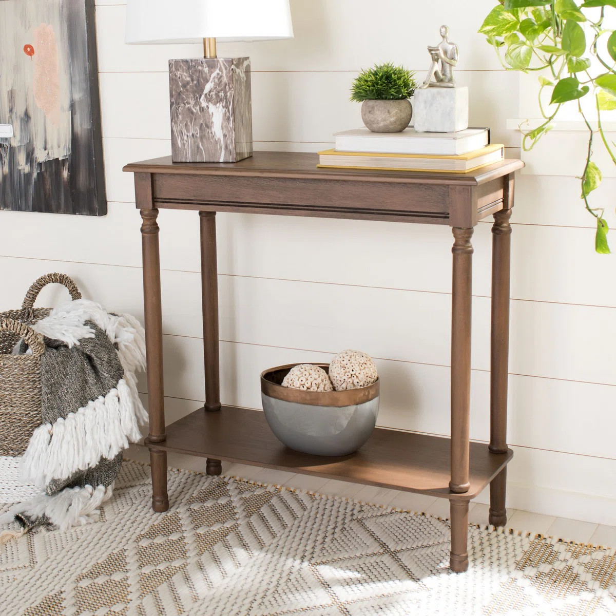 Elegant Hemenway 28'' Console Table – Neutral Finish, Turned Legs & Functional Lower Storage Sh... | Wayfair North America