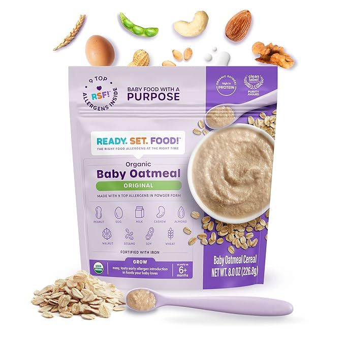 Ready, Set, Food! Organic Baby Oatmeal Cereal | Original | Organic Baby Food with 9 Top Allergens... | Amazon (US)