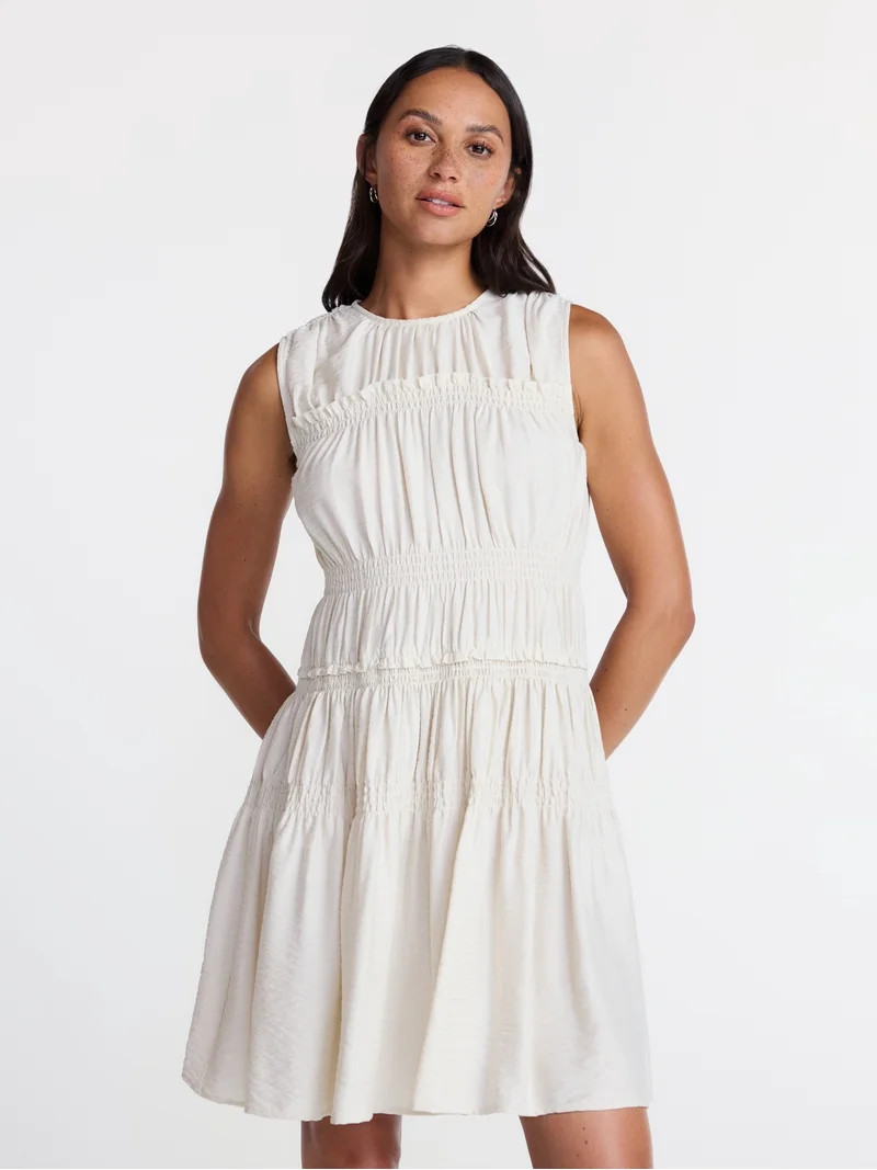 Time and Tru Women's Smocked Sleeveless Mini Dress, Sizes XS-XXXL - Walmart.com | Walmart (US)