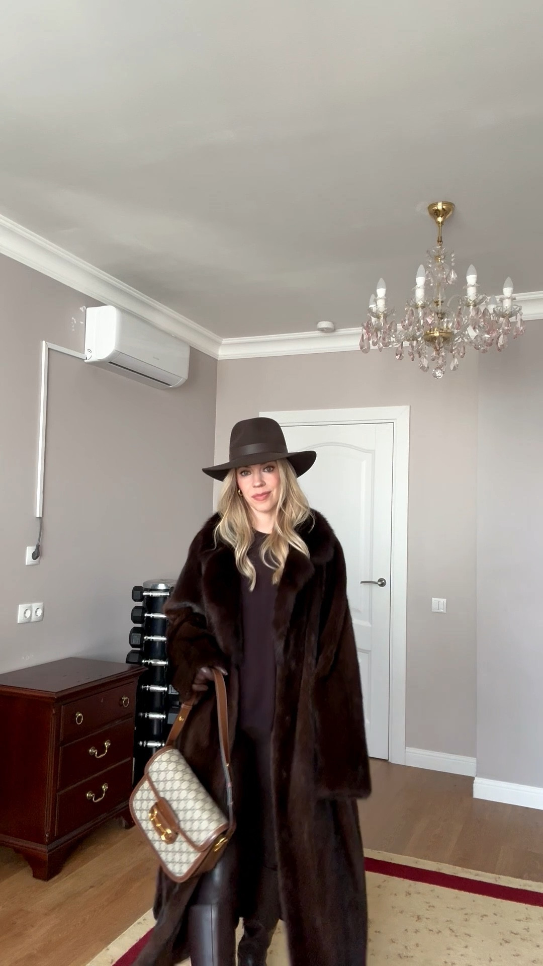Chocolate brown outfit, @Janessa Leone brown wool hat, brown faux leather leggings, dark brown monochrome look

#LTKSeasonal #LTKootd #LTKOver40