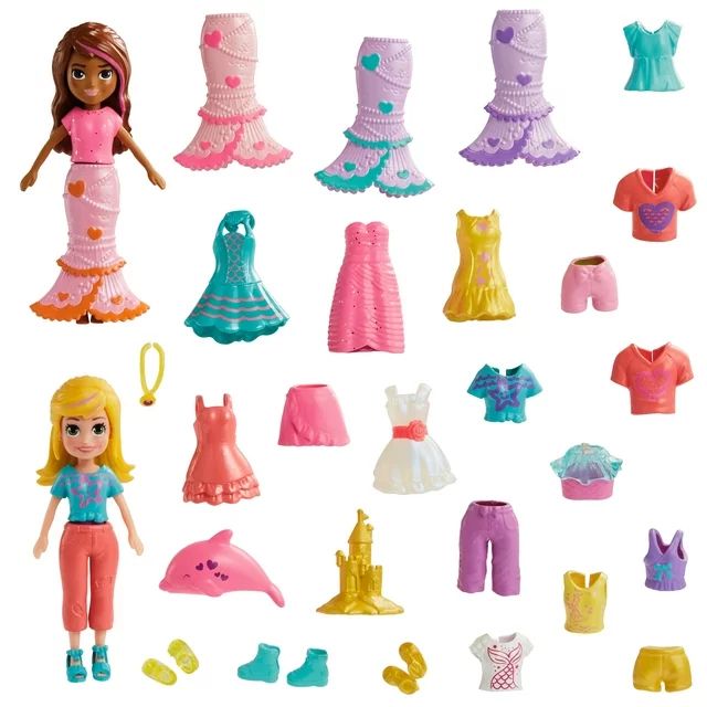 Polly Pocket Dolls & Accessories, 2 Dolls with 25 Themed Accessories, 3-inch Scale Fun | Walmart (US)