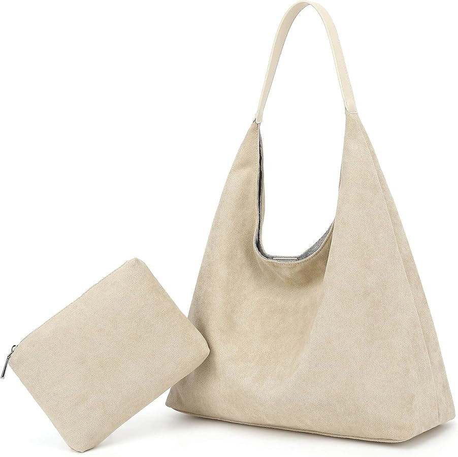 Suede Tote Bag for Women, Super Soft Slouchy Hobo Bags, Large Capacity Work Handbags, Vintage Bro... | Amazon (US)
