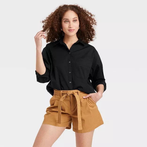 Women's Long Sleeve Oversized Button-Down Boyfriend Shirt - A New Day™ | Target