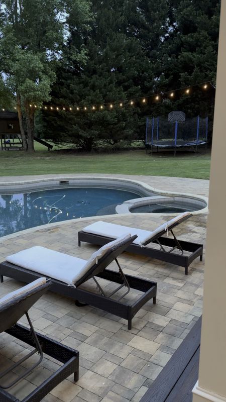 Pool furniture, patio furniture, string lights, outdoor furniture, patio furniture 

#LTKFind #LTKSeasonal #LTKhome