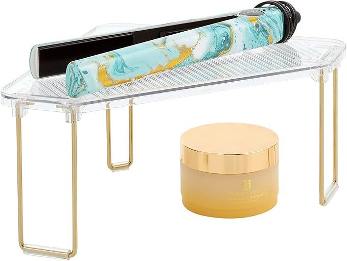 mDesign Corner Plastic/Metal Freestanding Stackable Organizer Shelf for Bathroom Vanity Counterto... | Amazon (US)