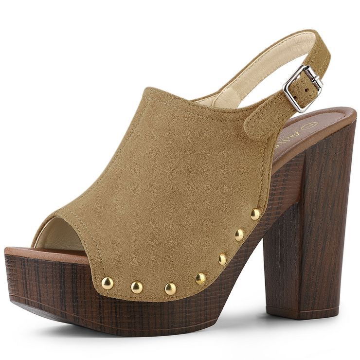 Allegra K Women's Open Toe Slingback Platform Chunky Heel Sandals | Target