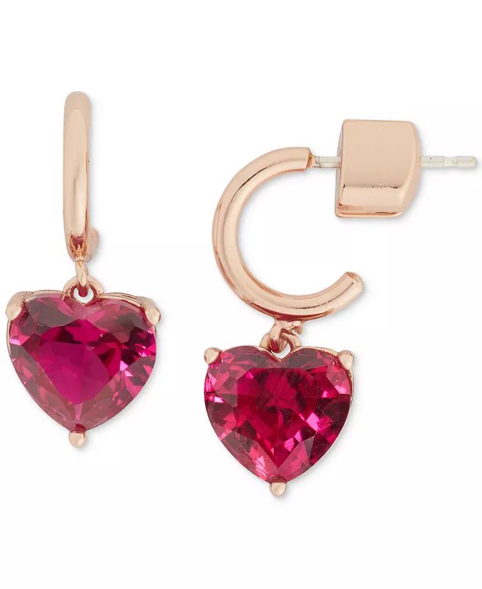 Gold-Tone Heart Charm Huggie Hoop Earrings | Macys (US)