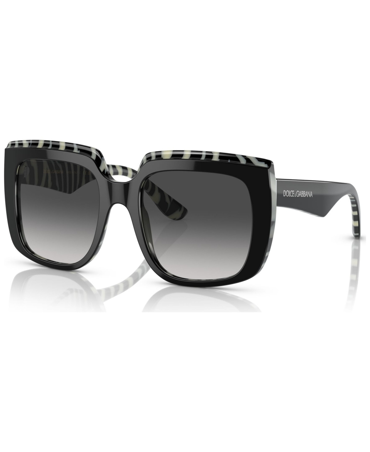 Dolce&Gabbana Women's Low Bridge Fit Sunglasses, DG4414F - Top Black on Zebra | Macy's